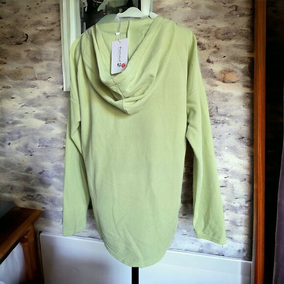 NWT MORHUDUCK ( XL ) Light Green Hooded Sweatshirt V Neck Breast Pocket - Picture 4 of 8